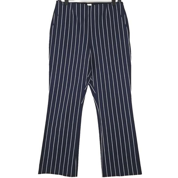 Gap~Woman Size 10~Navy Blue Stripe High Rise Crop Flare Ankle Pants Stretch NWOT - Picture 8 of 12